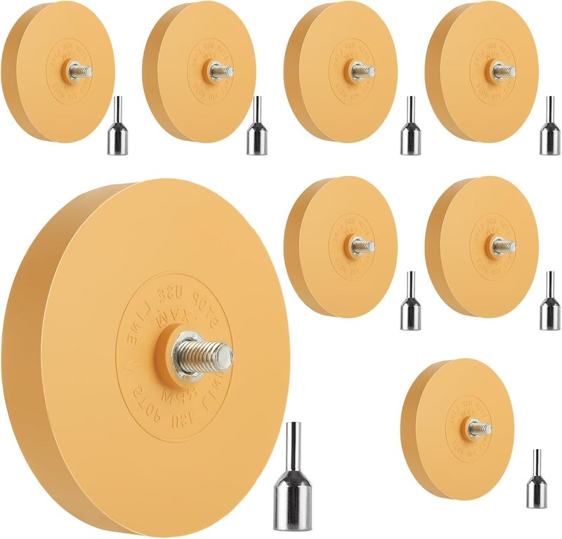 MIVIDE 8 Pack Decal Remover Eraser Wheel Tool Kit with Adapter 3.46 inch Rubber Power Drill Eraser Wheel Adhesive Remover Wheel Tool Set for Cars, RV, Boats - Image 1